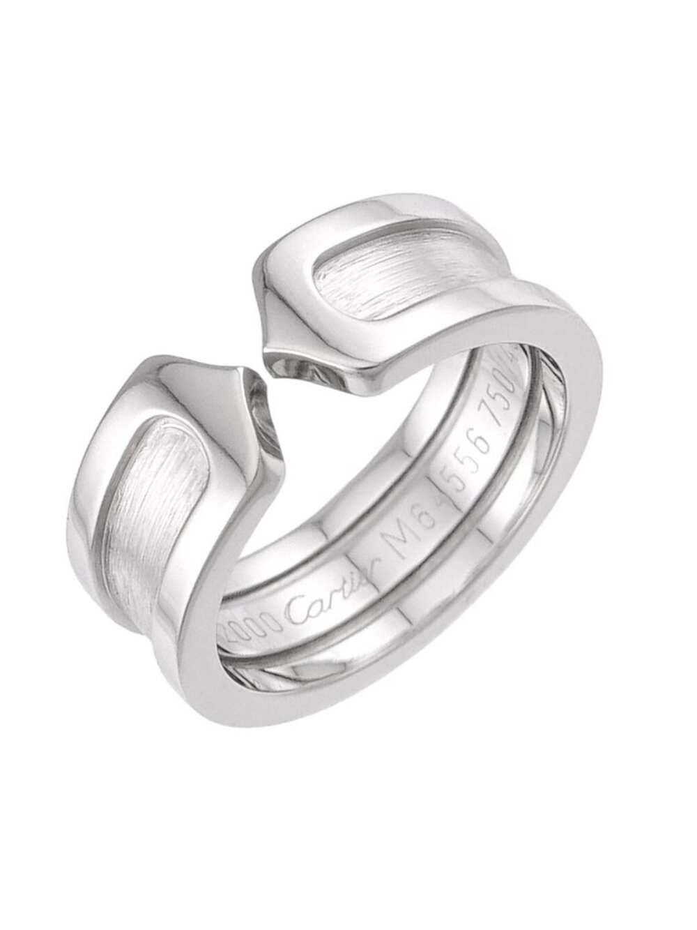 Cartier C2 Small SM 48 Ring 18k White Gold 750 2C